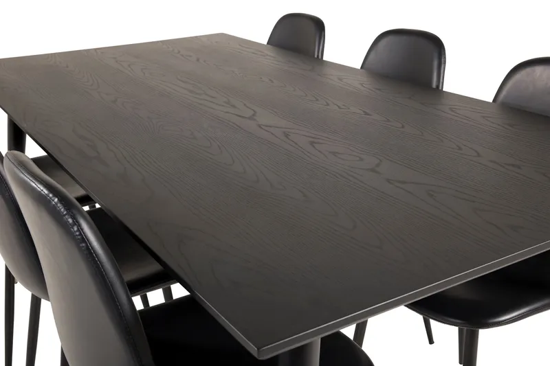 Ruokailuryhmä Dipp 180 cm Suorakulmainen 6 Polar Tuolia - Musta/Kulta - Huonekalut - Pöytä & ruokailuryhmä - Ruokailuryhmä