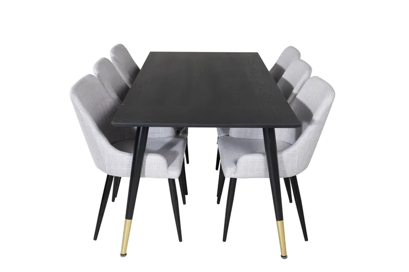 Ruokailuryhmä Dipp 180 cm Suorakulmainen 6 Plaza Tuolia - Musta/Kulta - Huonekalut - Pöytä & ruokailuryhmä - Ruokailuryhmä