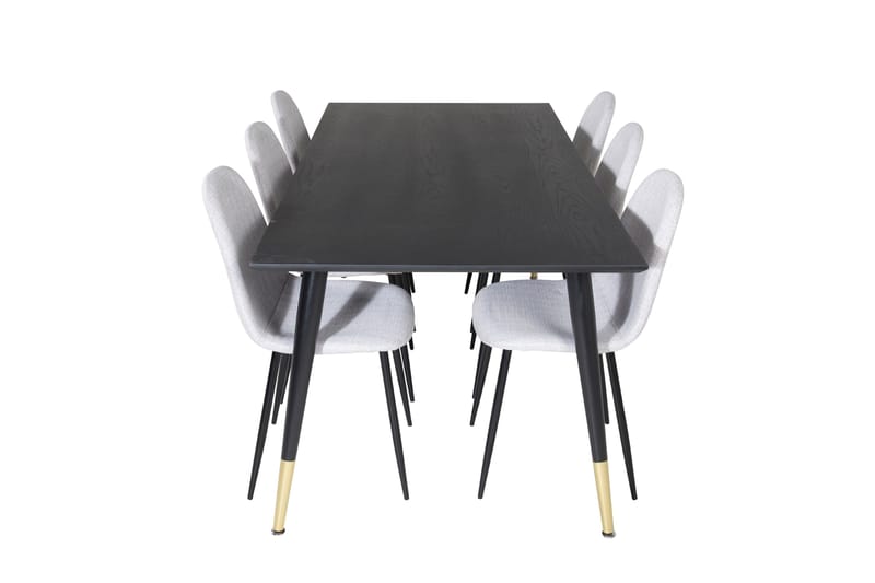Ruokailuryhmä Dipp 180 cm Suorakulmainen 6 Polar Tuolia, Musta/Kulta
