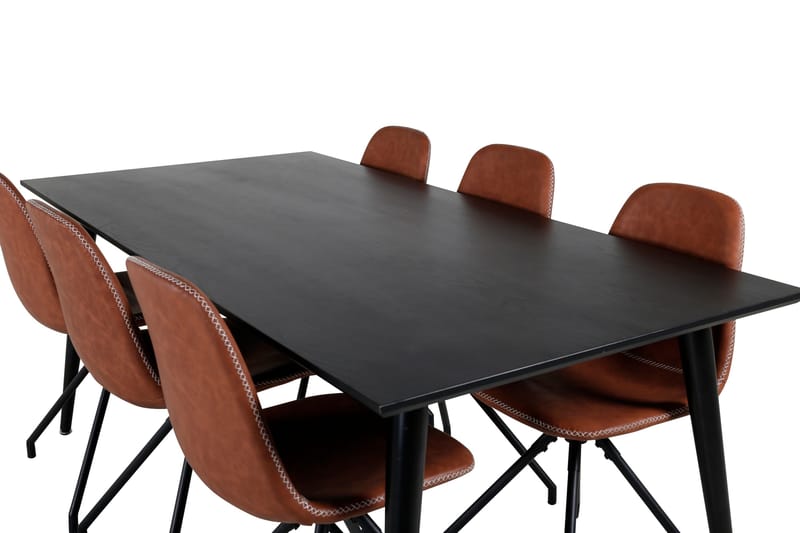 Ruokailuryhmä Dipp 180 cm Suorakulmainen 6 Polar Tuolia - Musta - Huonekalut - Pöytä & ruokailuryhmä - Ruokailuryhmä