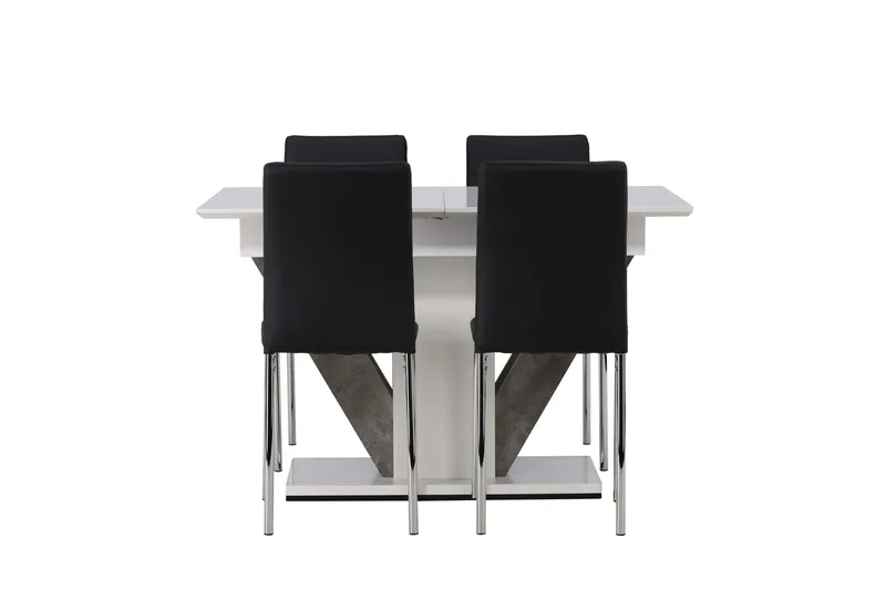 Ruokailuryhmä Disa 120 cm Suorakulmainen 4 Lily Tuolia, Musta