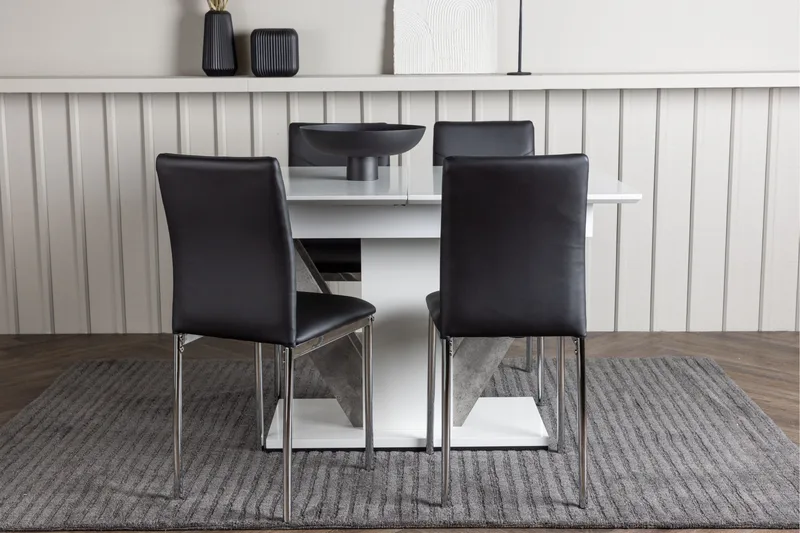 Ruokailuryhmä Disa 120 cm Suorakulmainen 4 Lily Tuolia - Musta - Huonekalut - Pöytä & ruokailuryhmä - Ruokailuryhmä