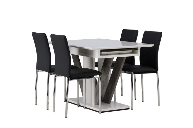 Ruokailuryhmä Disa 120 cm Suorakulmainen 4 Lily Tuolia - Musta - Huonekalut - Pöytä & ruokailuryhmä - Ruokailuryhmä