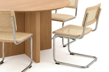 Edda-ruokailuryhmä pyöreä 130 cm, tammi, 6 Build-ruokatuolia - Tammi - Huonekalut - Pöytä & ruokailuryhmä - Ruokailuryhmä