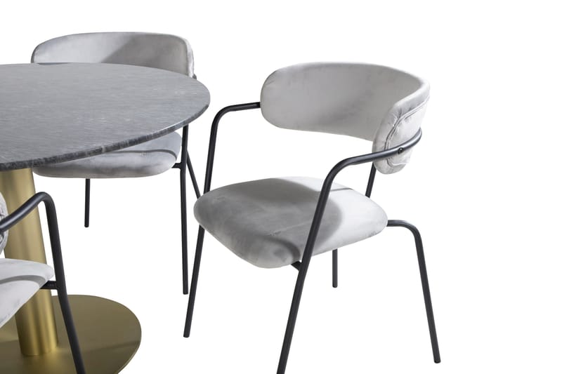 Ruokailuryhmä Estelle 106 cm Pyöreä 4 Arrow Tuolia - Musta/Kulta - Huonekalut - Pöytä & ruokailuryhmä - Ruokailuryhmä