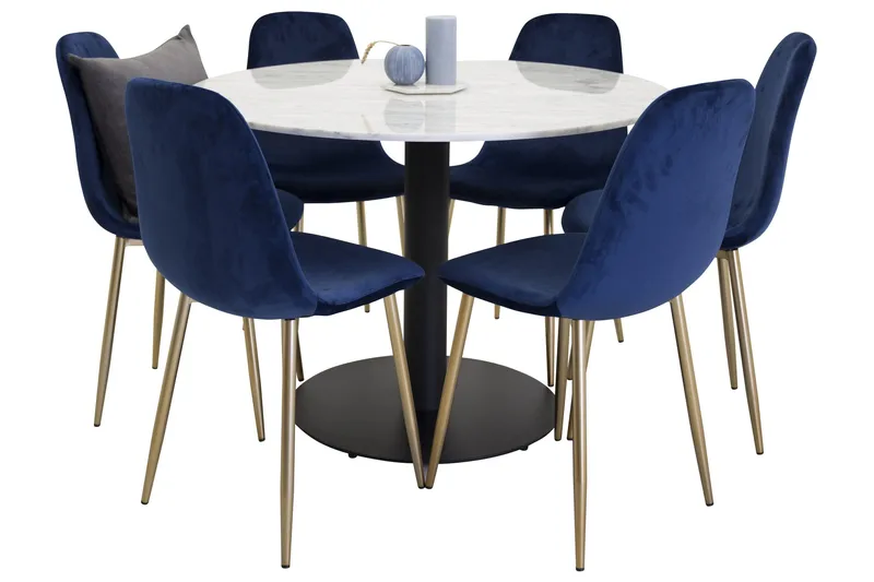 Ruokailuryhmä Estelle 106 cm Pyöreä 6 Polar Tuolia, Musta