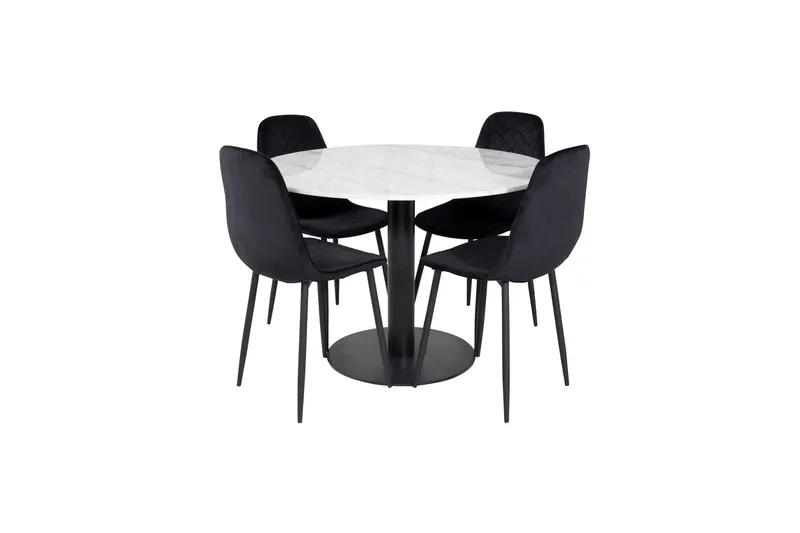 Ruokailuryhmä Estelle 106 cm Pyöreä 4 Polar Tuolia, Musta