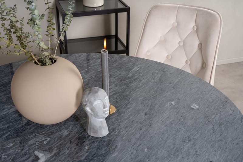 Ruokailuryhmä Estelle 106 cm Pyöreä 4 Velvet Tuolia - Beige - Huonekalut - Pöytä & ruokailuryhmä - Ruokailuryhmä