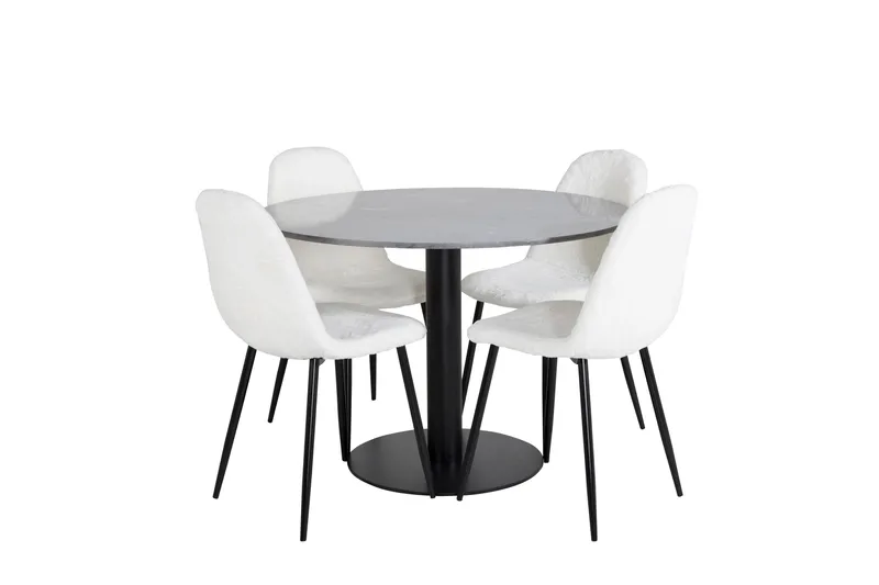 Ruokailuryhmä Estelle 106 cm Pyöreä 4 Polar Tuolia, Musta