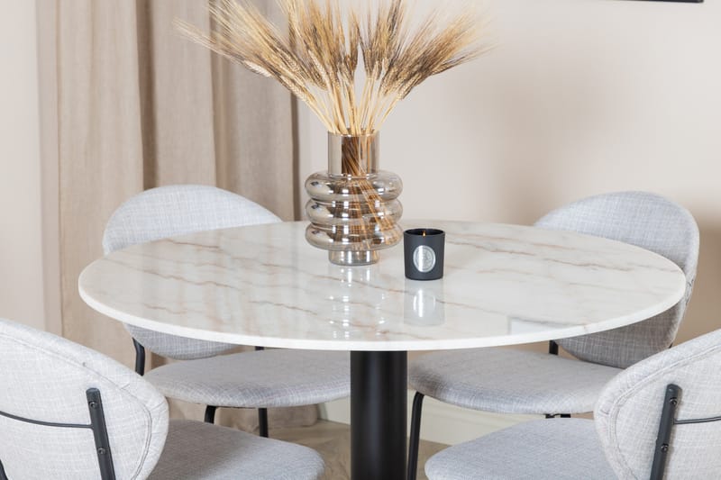 Ruokailuryhmä Estelle 106 cm Pyöreä 4 Vault Tuolia - Musta - Huonekalut - Pöytä & ruokailuryhmä - Ruokailuryhmä