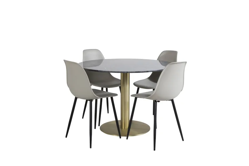 Ruokailuryhmä Estelle 106 cm Pyöreä 4 Polar Tuolia, Musta/Kulta