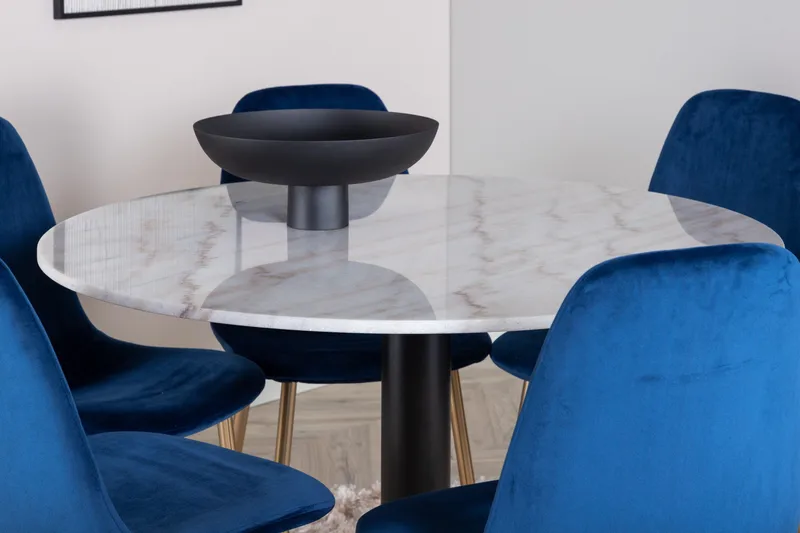 Ruokailuryhmä Estelle 106 cm Pyöreä 6 Polar Tuolia - Musta - Huonekalut - Pöytä & ruokailuryhmä - Ruokailuryhmä