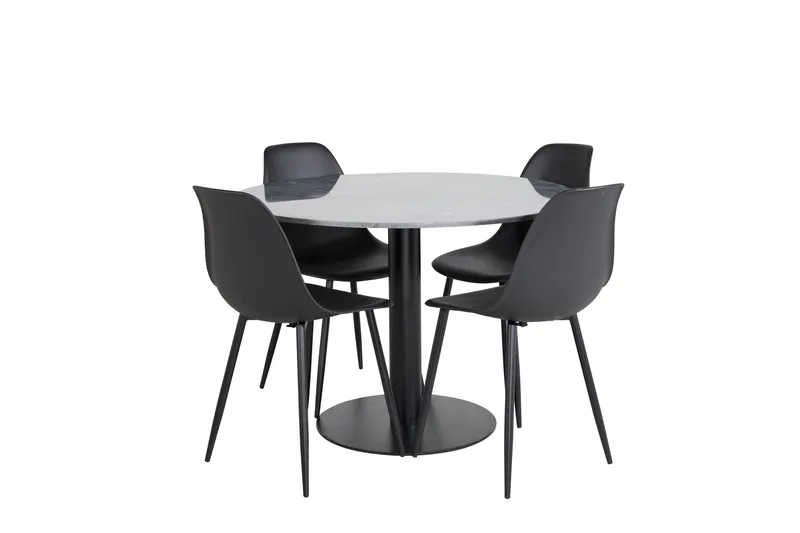 Ruokailuryhmä Estelle 106 cm Pyöreä 4 Polar Tuolia, Musta