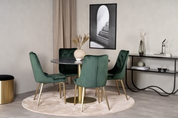 Ruokailuryhmä Estelle 106 cm Pyöreä 4 Velvet Tuolia - Musta/Kulta - Huonekalut - Pöytä & ruokailuryhmä - Ruokailuryhmä