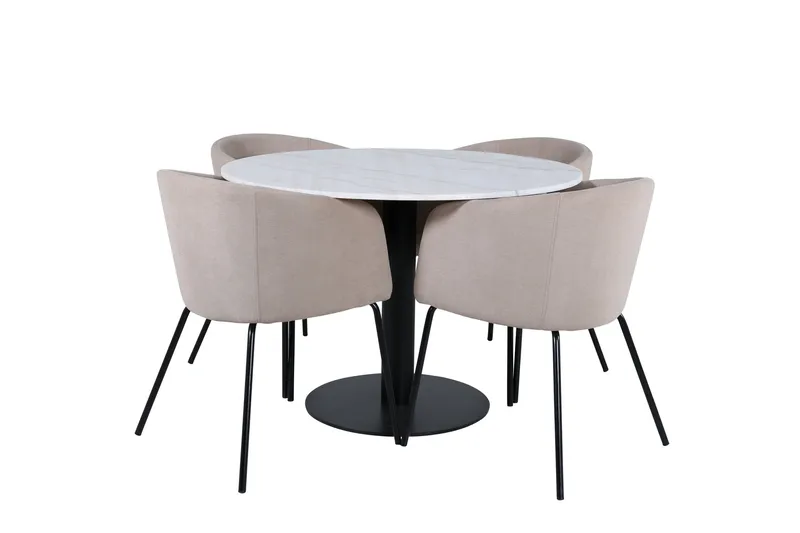 Ruokailuryhmä Estelle 106 cm Pyöreä 4 Berit Tuolia, Beige