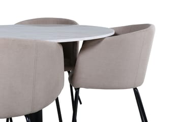 Ruokailuryhmä Estelle 106 cm Pyöreä 4 Berit Tuolia - Beige - Huonekalut - Pöytä & ruokailuryhmä - Ruokailuryhmä