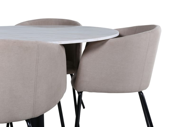 Ruokailuryhmä Estelle 106 cm Pyöreä 4 Berit Tuolia - Beige - Huonekalut - Pöytä & ruokailuryhmä - Ruokailuryhmä