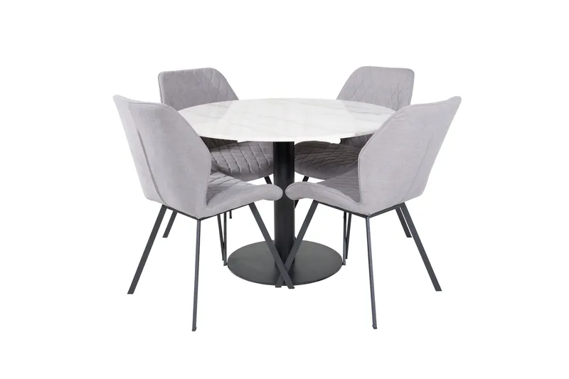 Ruokailuryhmä Estelle 106 cm Pyöreä 4 Emma Tuolia - Musta - Huonekalut - Pöytä & ruokailuryhmä - Ruokailuryhmä