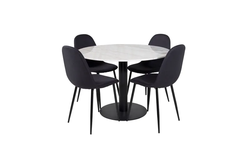 Ruokailuryhmä Estelle 106 cm Pyöreä 4 Polar Tuolia, Musta