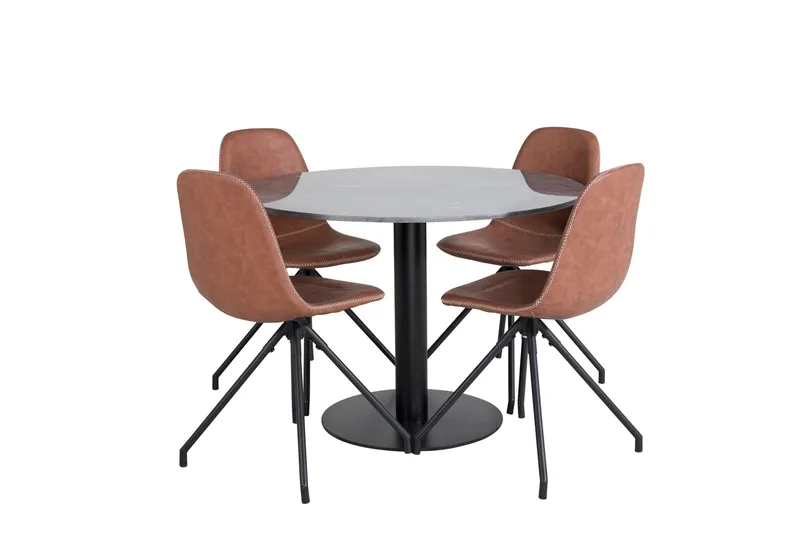 Ruokailuryhmä Estelle 106 cm Pyöreä 4 Polar Tuolia, Musta
