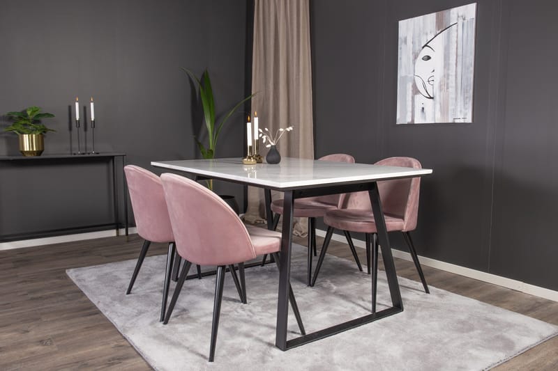 Ruokailuryhmä Estelle 140 cm Suorakulmainen 4 Estelle Tuolia - Musta - Huonekalut - Pöytä & ruokailuryhmä - Ruokailuryhmä