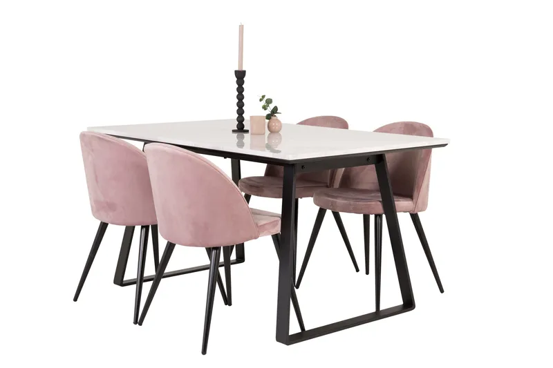 Ruokailuryhmä Estelle 140 cm Suorakulmainen 4 Estelle Tuolia - Musta - Huonekalut - P öytä & ruokailuryhmä - Ruokailuryhmä