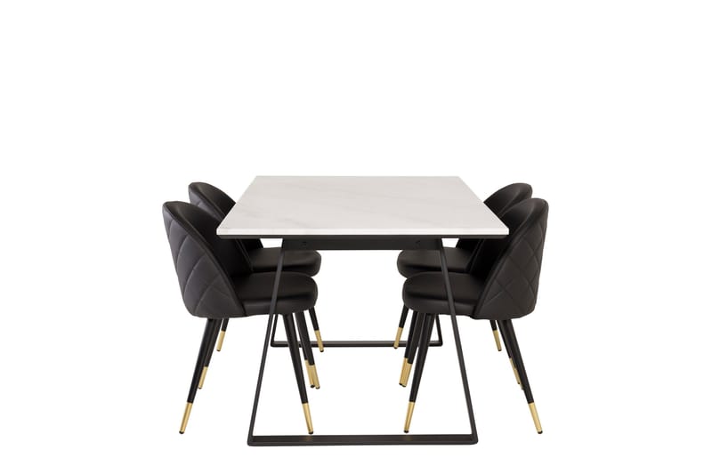 Ruokailuryhmä Estelle 140 cm Suorakulmainen 4 Velvet Tuolia, Musta