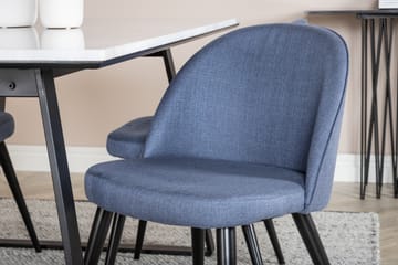 Ruokailuryhmä Estelle 140 cm Suorakulmainen 4 Velvet Tuolia - Musta - Huonekalut - Pöytä & ruokailuryhmä - Ruokailuryhmä