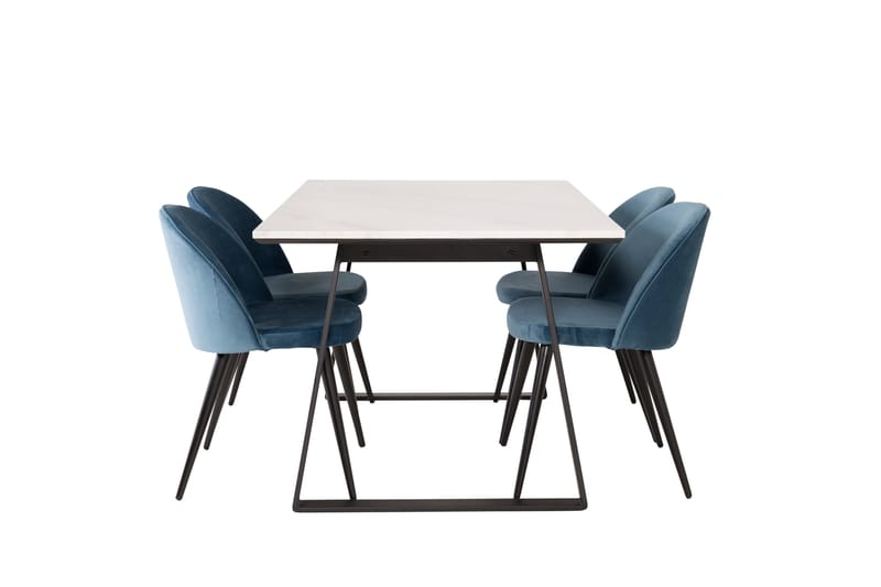 Ruokailuryhmä Estelle 140 cm Suorakulmainen 4 Velvet Tuolia, Musta