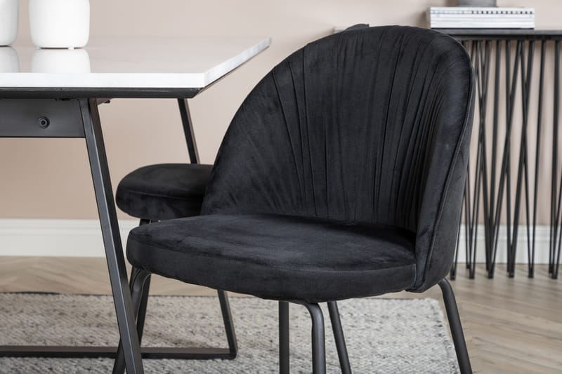 Ruokailuryhmä Estelle 140 cm Suorakulmainen 4 Wrinkles Tuolia - Musta - Huonekalut - Pöytä & ruokailuryhmä - Ruokailuryhmä