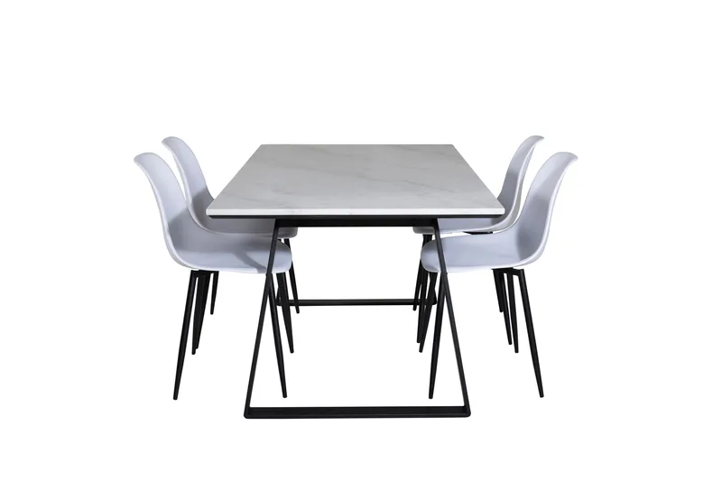 Ruokailuryhmä Estelle 140 cm Suorakulmainen 4 Polar Tuolia, Musta