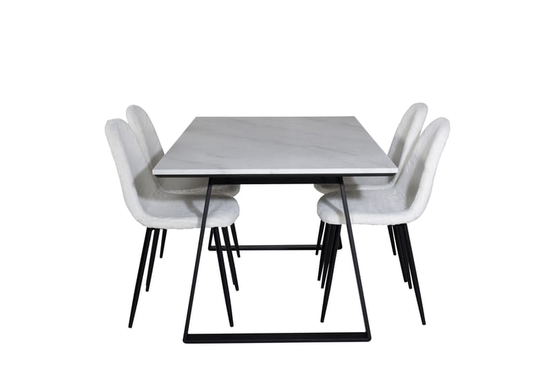 Ruokailuryhmä Estelle 140 cm Suorakulmainen 4 Polar Tuolia, Musta