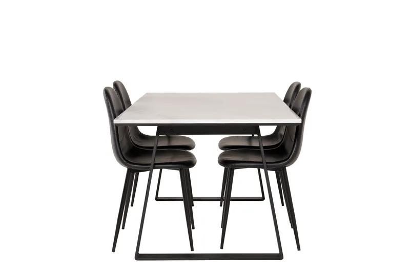 Ruokailuryhmä Estelle 140 cm Suorakulmainen 4 Polar Tuolia, Musta