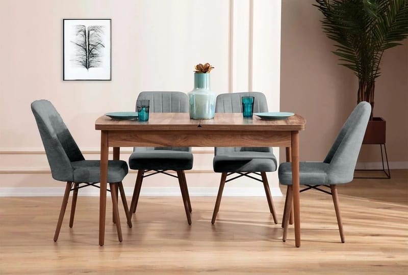 Extendable Dining Table & Chairs Set (5 Pieces) Homitis - Huonekalut - Pöytä & ruokailuryhmä - Ruokailuryhmä