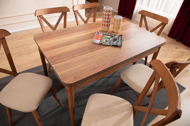 Extendable Dining Table & Chairs Set (7 Pieces) Homitis - Huonekalut - Pöytä & ruokailuryhmä - Ruokailuryhmä