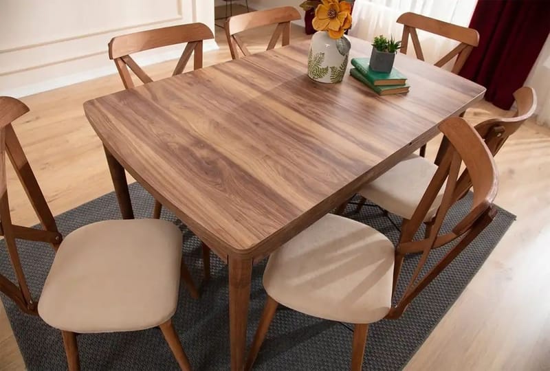 Extendable Dining Table & Chairs Set (7 Pieces) Homitis - Huonekalut - Pöytä & ruokailuryhmä - Ruokailuryhmä