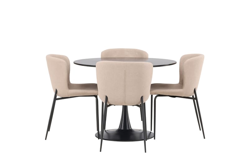 Ruokailuryhmä Glade 100 cm Pyöreä 4 Modesto Tuolia - Beige - Huonekalut - Pöytä & ruokailuryhmä - Ruokailuryhmä