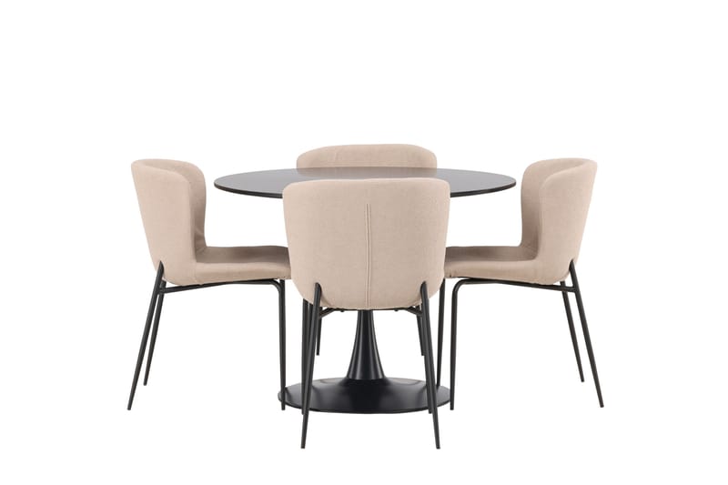 Ruokailuryhmä Glade 100 cm Pyöreä 4 Modesto Tuolia - Beige - Huonekalut - Pöytä & ruokailuryhmä - Ruokailuryhmä