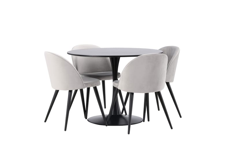 Ruokailuryhmä Glade 100 cm Pyöreä 4 Velvet Tuolia - Musta - Huonekalut - Pöytä & ruokailuryhmä - Ruokailuryhmä