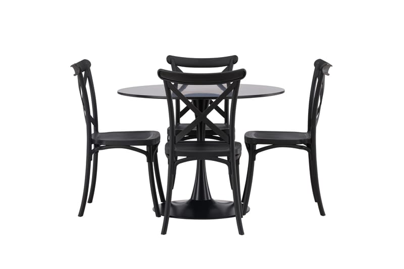 Ruokailuryhmä Glade 100 cm Pyöreä 4 Crosett Tuolia, Musta