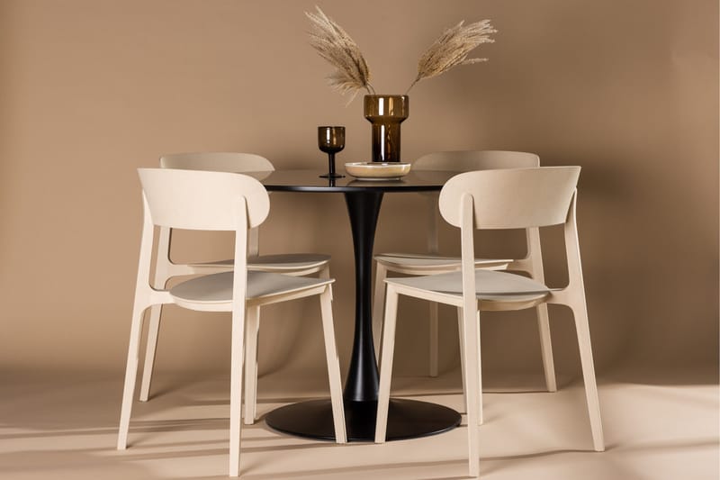 Ruokailuryhmä Glade 100 cm Pyöreä 4 Åstol Tuolia - Beige - Huonekalut - Pöytä & ruokailuryhmä - Ruokailuryhmä