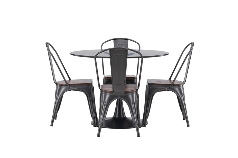 Ruokailuryhmä Glade 100 cm Pyöreä 4 Tempe Tuolia - Tummanharmaa - Huonekalut - Pöytä & ruokailuryhmä - Ruokailuryhmä