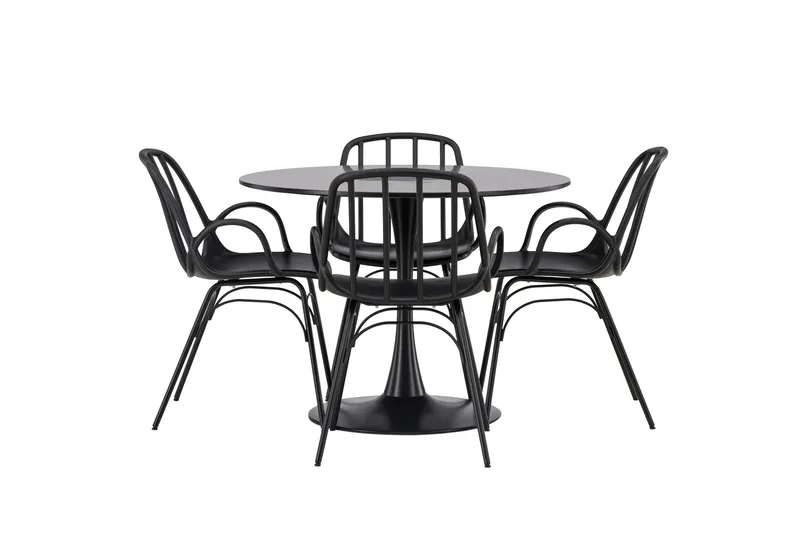 Ruokailuryhmä Glade 100 cm Pyöreä 4 Dyrön Tuolia - Musta - Huonekalut - Pöytä & ruokailuryhmä - Ruokailuryhmä