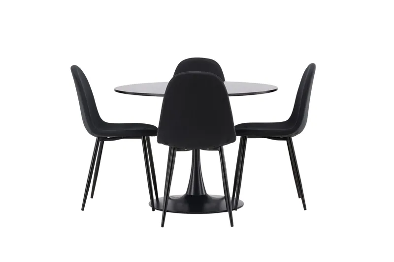 Ruokailuryhmä Glade 100 cm Pyöreä 4 Polar Tuolia, Musta