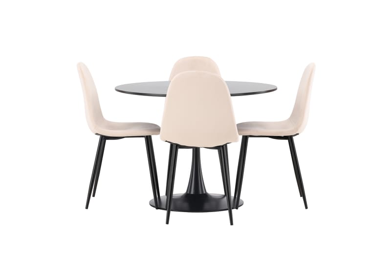 Ruokailuryhmä Glade 100 cm Pyöreä 4 Polar Tuolia - Beige - Huonekalut - Pöytä & ruokailuryhmä - Ruokailuryhmä