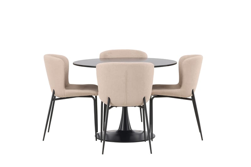 Ruokailuryhmä Glade 100 cm Pyöreä 4 Modesto Tuolia - Beige - Huonekalut - Pöytä & ruokailuryhmä - Ruokailuryhmä