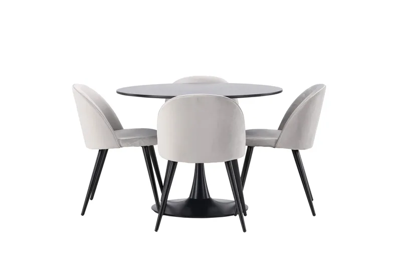 Ruokailuryhmä Glade 100 cm Pyöreä 4 Velvet Tuolia, Musta