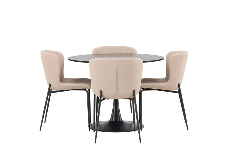 Ruokailuryhmä Glade 100 cm Pyöreä 4 Modesto Tuolia, Beige