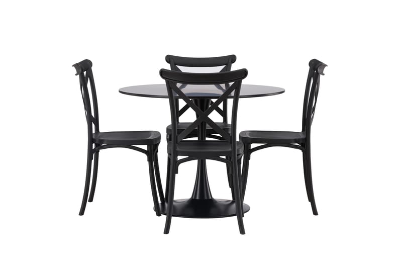Ruokailuryhmä Glade 100 cm Pyöreä 4 Crosett Tuolia - Musta - Huonekalut - Pöytä & ruokailuryhmä - Ruokailuryhmä