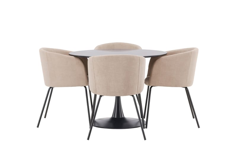 Ruokailuryhmä Glade 100 cm Pyöreä 4 Berit Tuolia, Beige